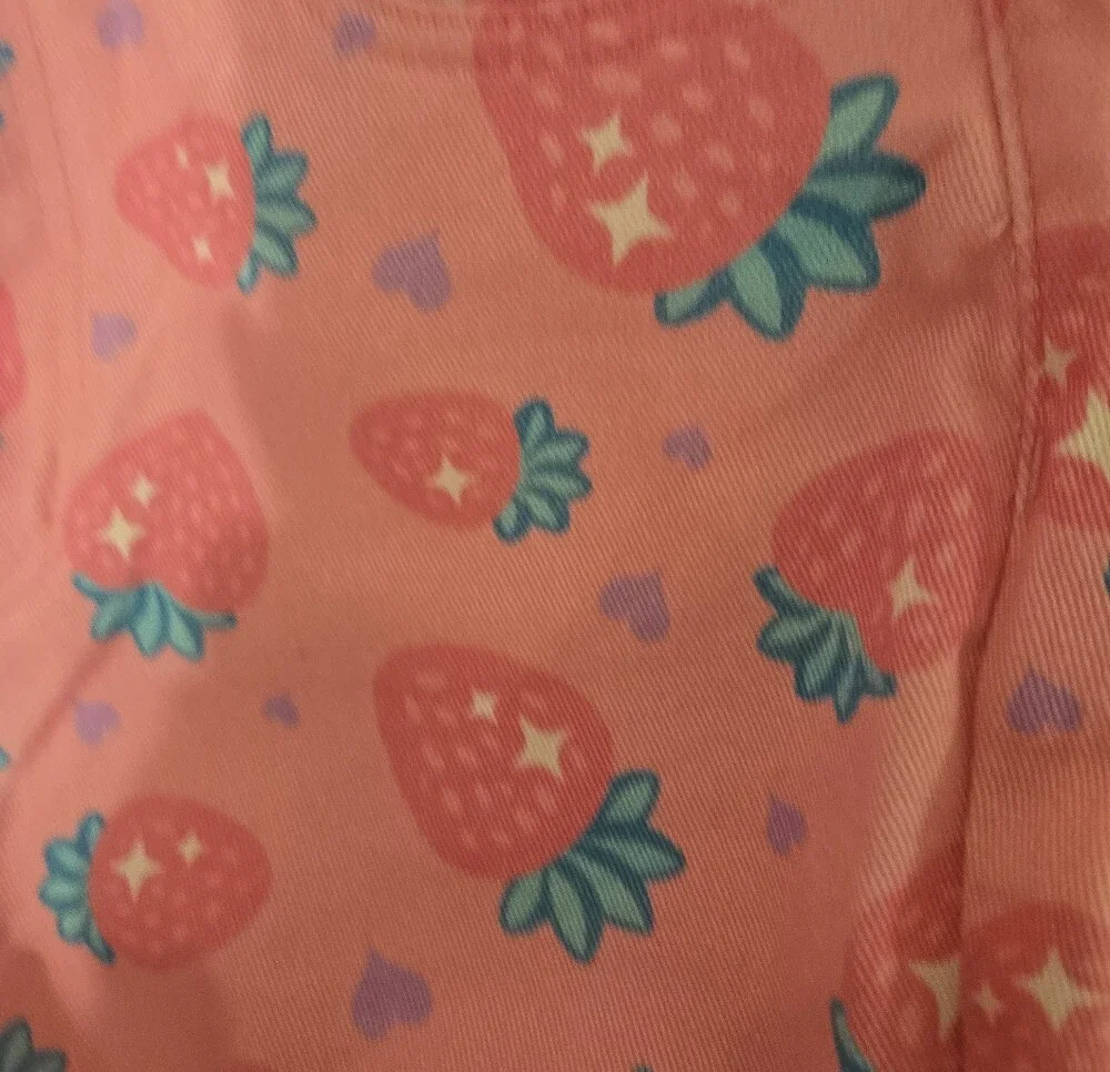 Sugar Thrillz Pink Strawberry Print Straight Leg Jeans - Picture 6 of 7